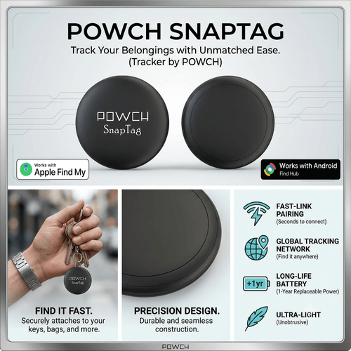 SnapTag Location Tracker with Keychain - Powch